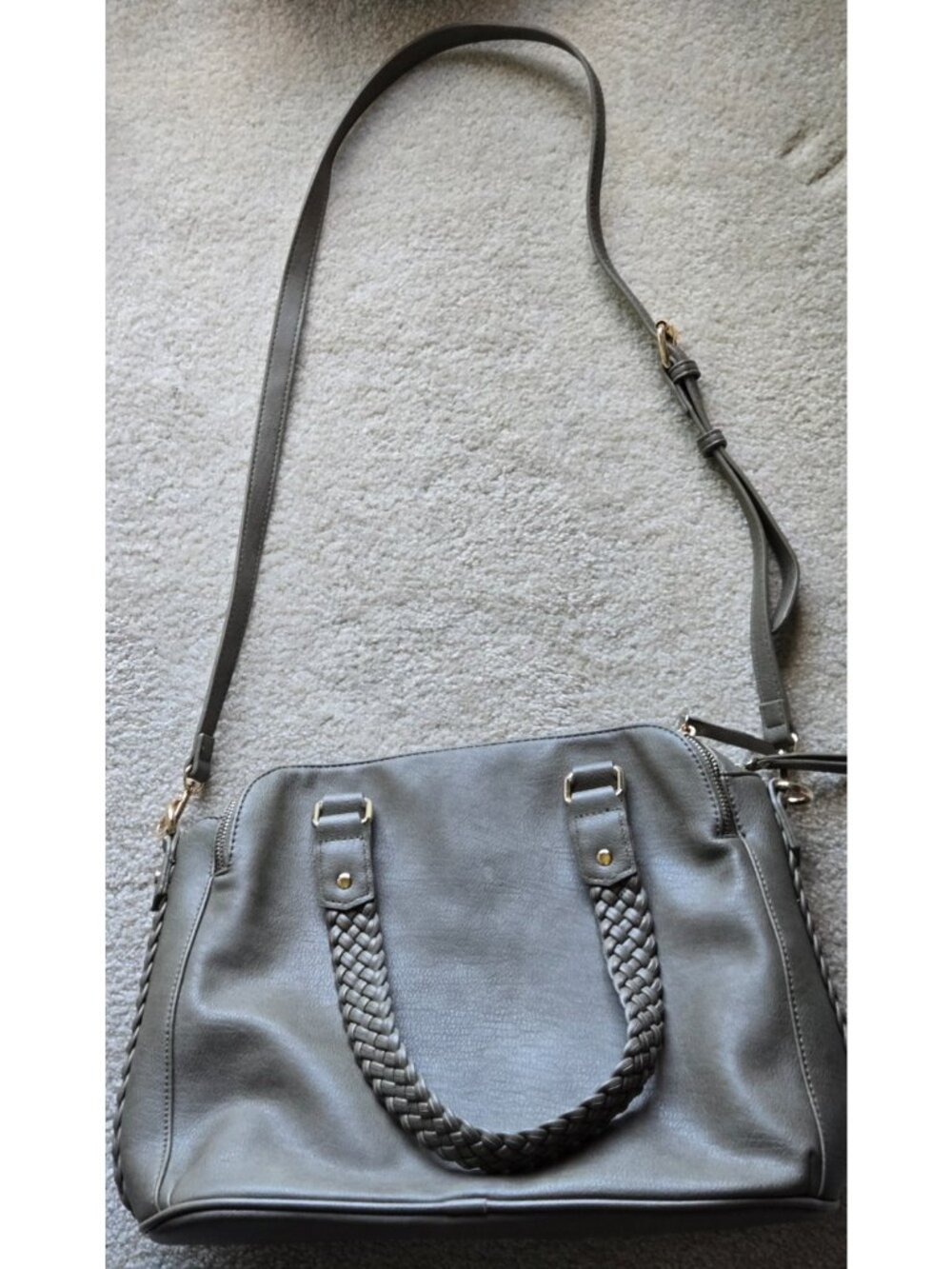 Antik Kraft Olive Green Soft Vegan Leather Crossbody Bag Adjustable 3 Sections - Picture 6 of 13